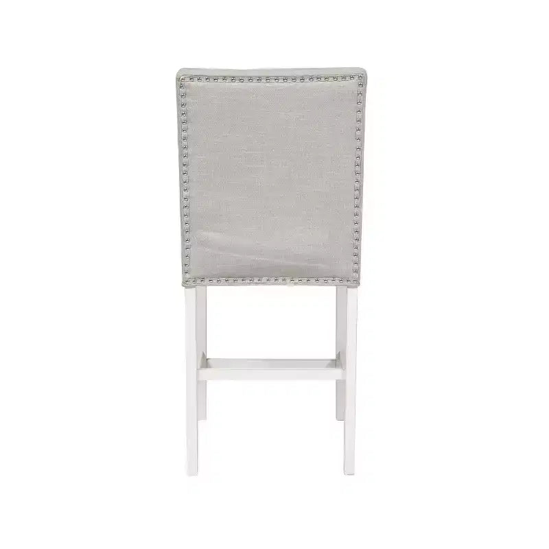 Set di 2 Sgabelli da bar Pritzker ad altezza bancone, bianco antico: Borchie, Rivestimento in Lino - HOMES: Inside + Out