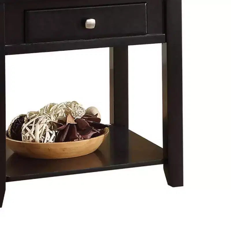 Tavolino d'appoggio Malachi 56 cm nero - Acme Furniture: Piano sollevabile, contenitore, gambe affusolate, mensola
