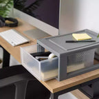 Cassettiera portatutto in plastica impilabile e compatta con ante trasparenti