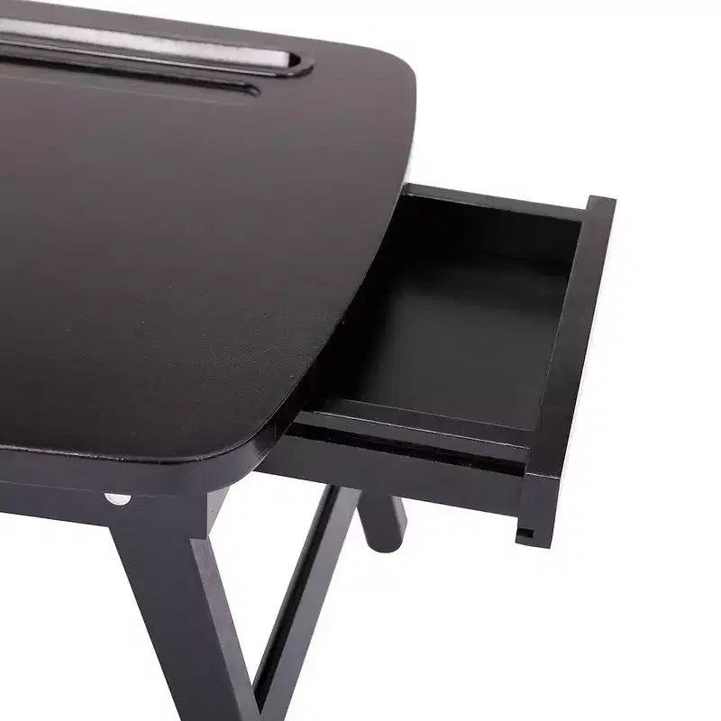 Scrivania portatile da casa, con cassetto portaoggetti e fessura per dispositivi, utilizzabile da seduti o in piedi - Espresso